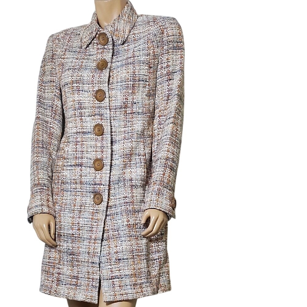 Talula Multicolor Tweed Button-Up Blazer